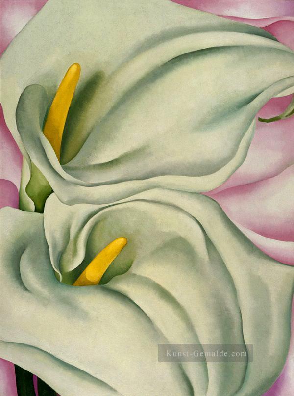 Zwei Calla Lilien auf rosa Georgia Okeeffe American modernism Precisionism Ölgemälde